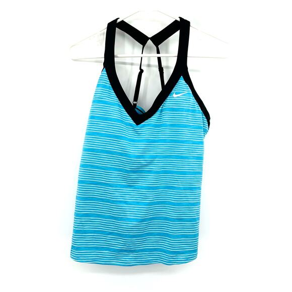 Nike Size XL Tank Top Blue Stripe Racerback Adjustable Strap Activewear Athletic - Picture 1 of 3